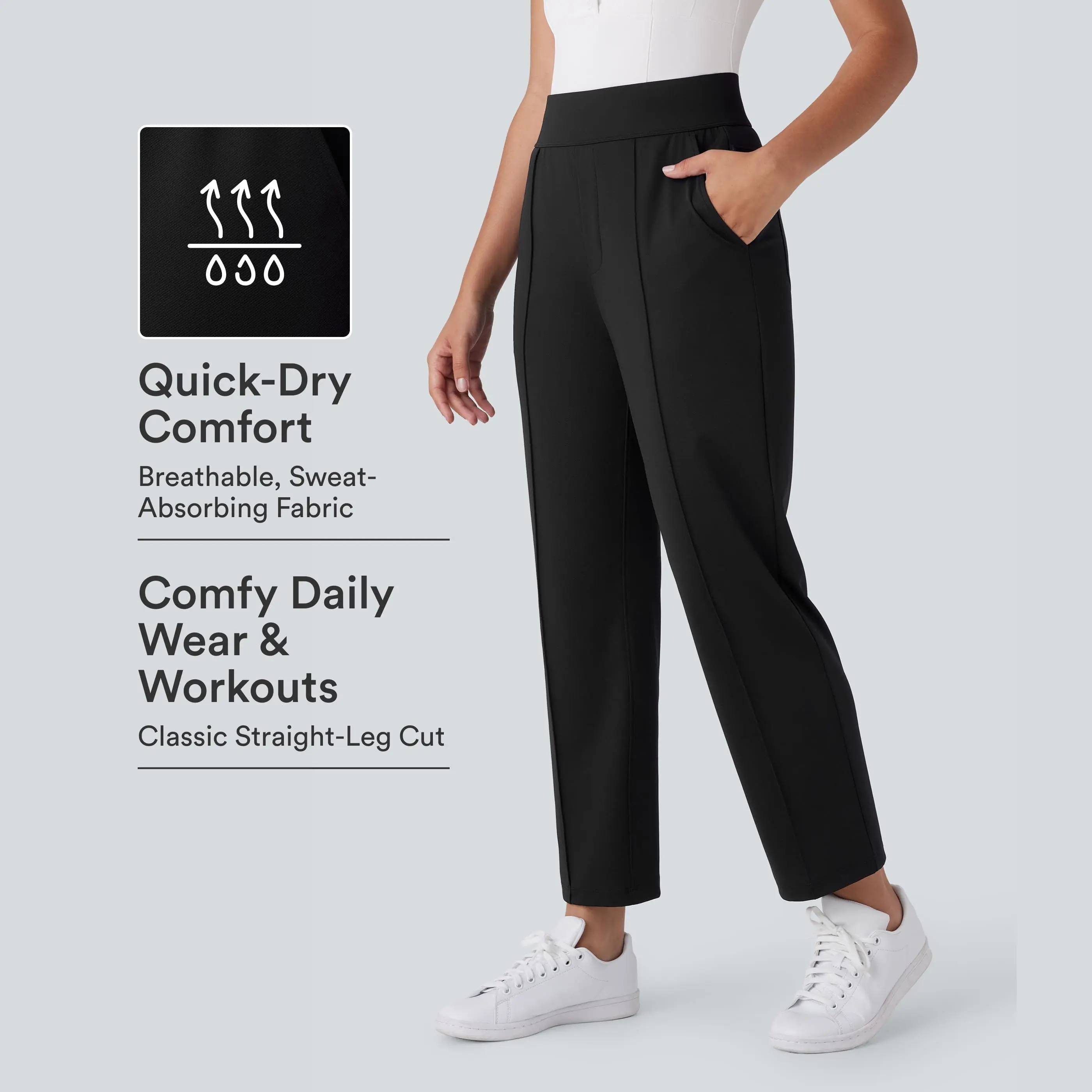 Halara Mid High Waisted Pockets Quick Dry Golf Pants-Golf Tee-UPF40+ #BackToSchool