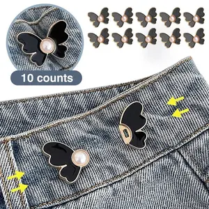 2026 New 10Pcs Beautiful Butterfly Design Buckle Pins, No-Sew Reusable Waist Cinching Tighteners for Loose Jeans & Traveling Flexible Adjustable Pants (Bag Accessories for Luggage & Bags)