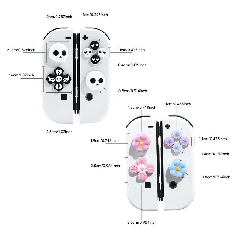 Creative Skull Pattern Game Controller Protective Case, Controller Design, 1 Set Game Controller Protector, Console Accessories for Nintendo Switch
