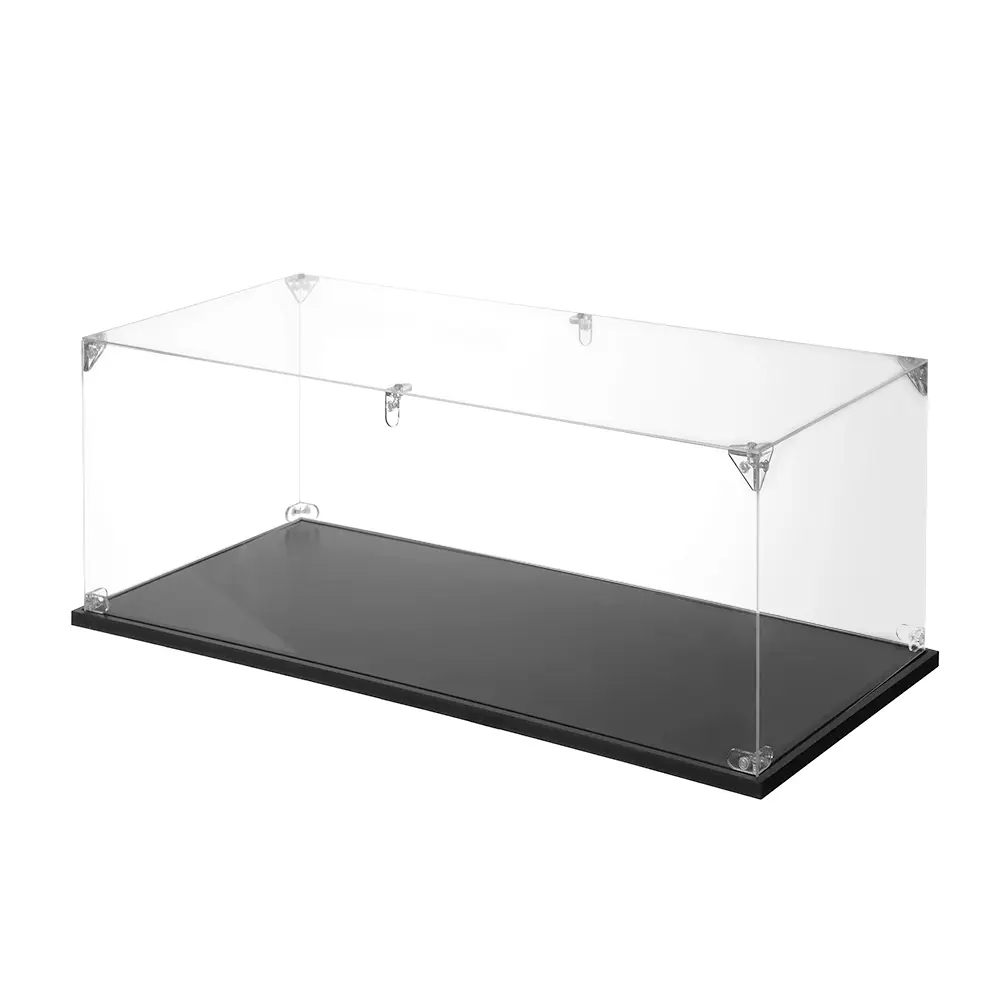 Dustproof Acrylic Display Box for 1:14 Scale Diecast Car Model, 40x20x15cm Clear Cover with Thick Matte Black MDF Sealed Base, Effortless Assembly Display Case