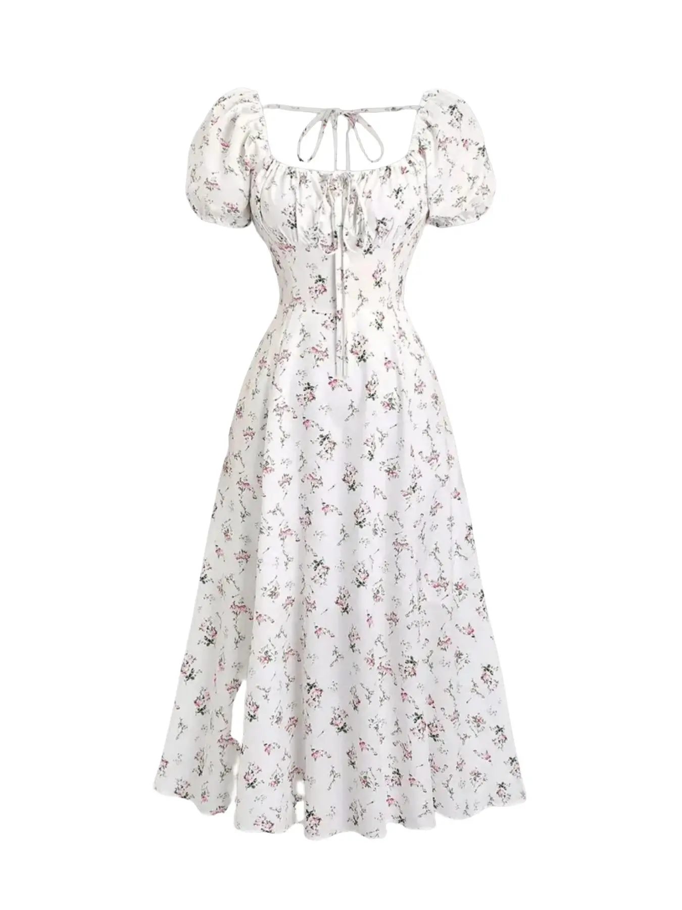 Elegant French Vintage Floral Dress, Adjustable Straps, Fit, Casual Everyday Commuter Wear, Date Night, Afternoon Tea, Small Party, Light Social Occasions, Garment