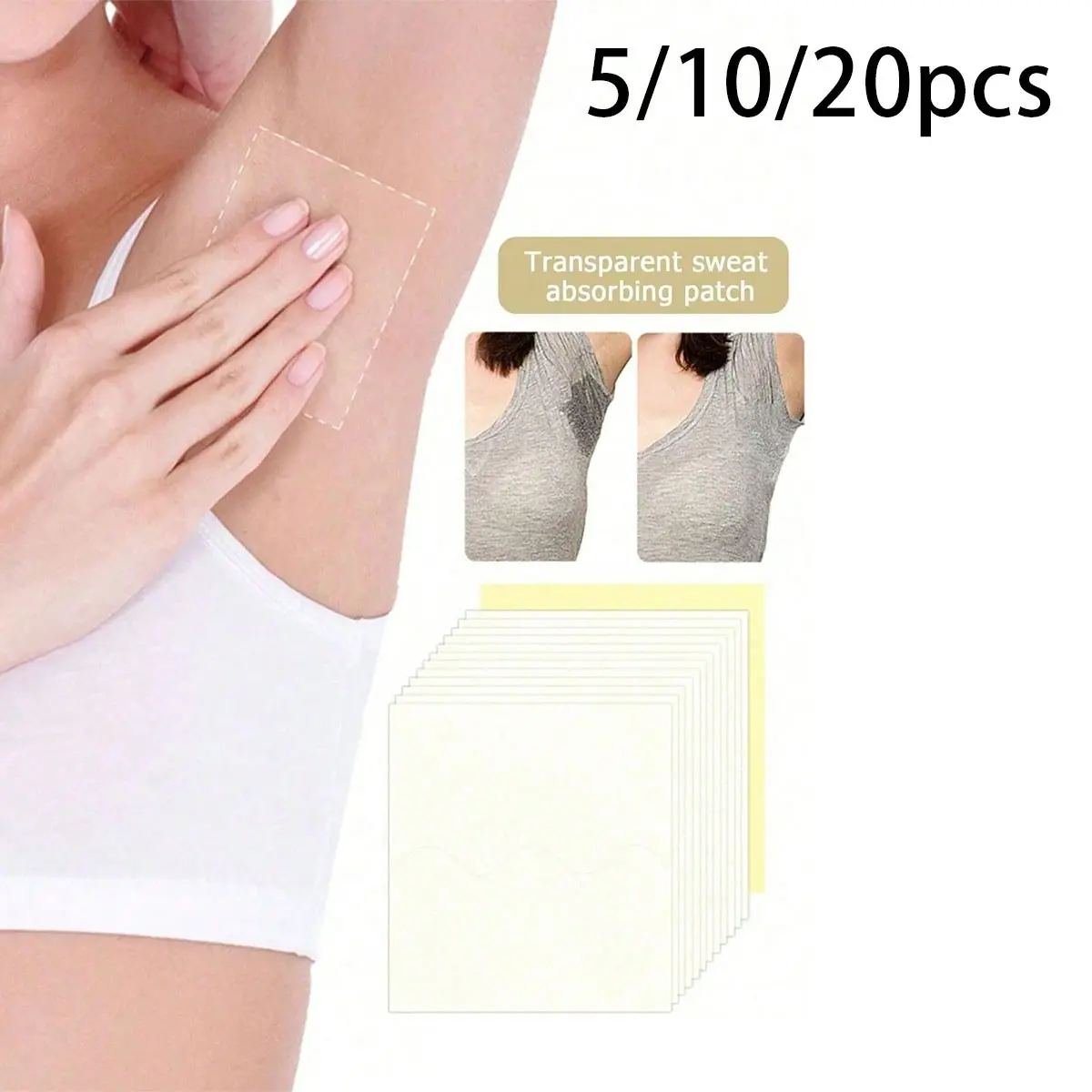 Transparent Sweat Patches, Invisible Breathable Sweat Stickers, Lightweight Comfortable, Easy to Use, Ideal for Summer Travel, Sports, Outdoor Activities