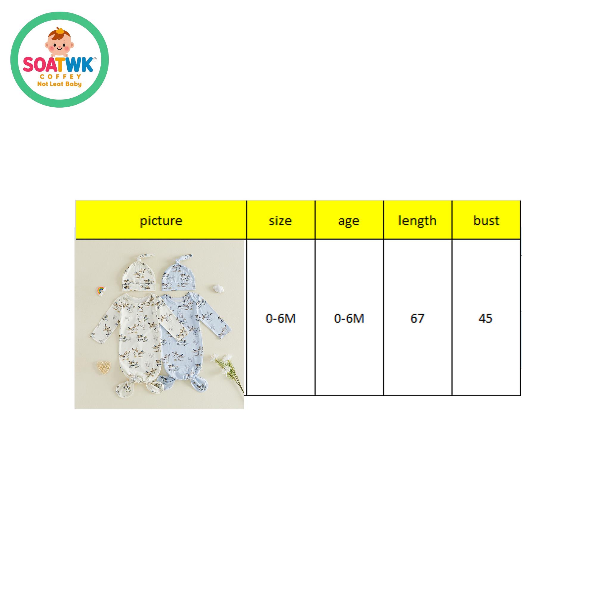 Baby Boy Sleeping Bag with Hat Cute Duck Print Newborn Knotted Gown Infant Swaddle