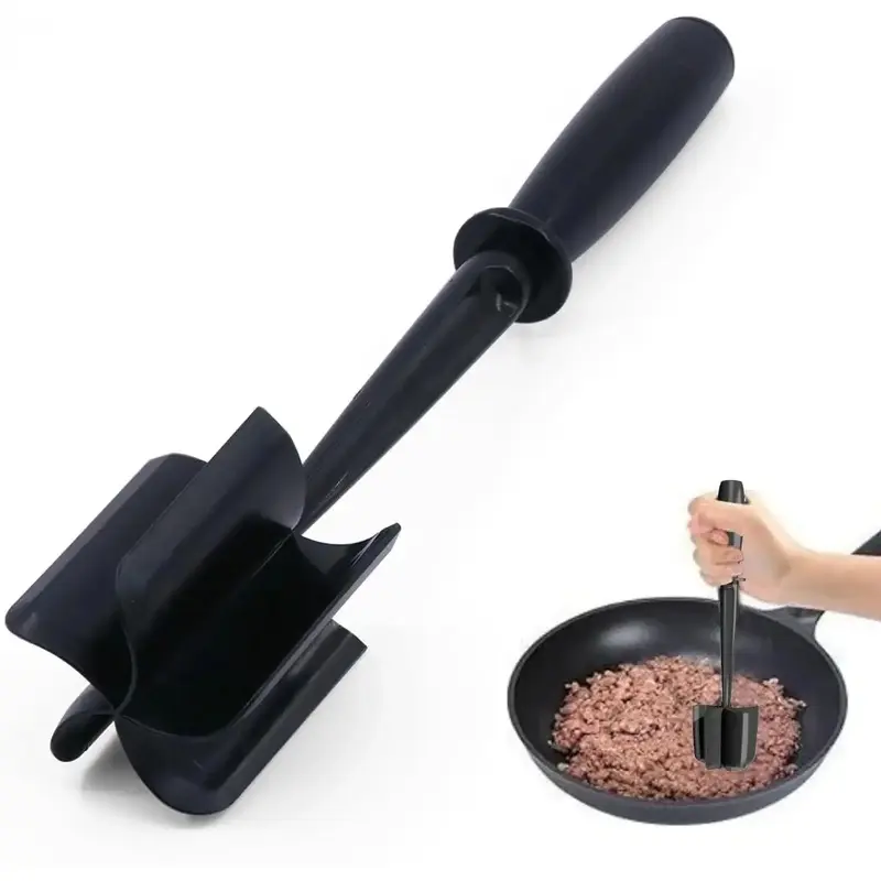 Meat , 5   Ground Beef Smasher, Heat Resistant Hamburger Smasher Tool, Nylon  Masher Utensil, Ground Meat , Meat Separator Tool for Hamburger, Non Stick Mix-L