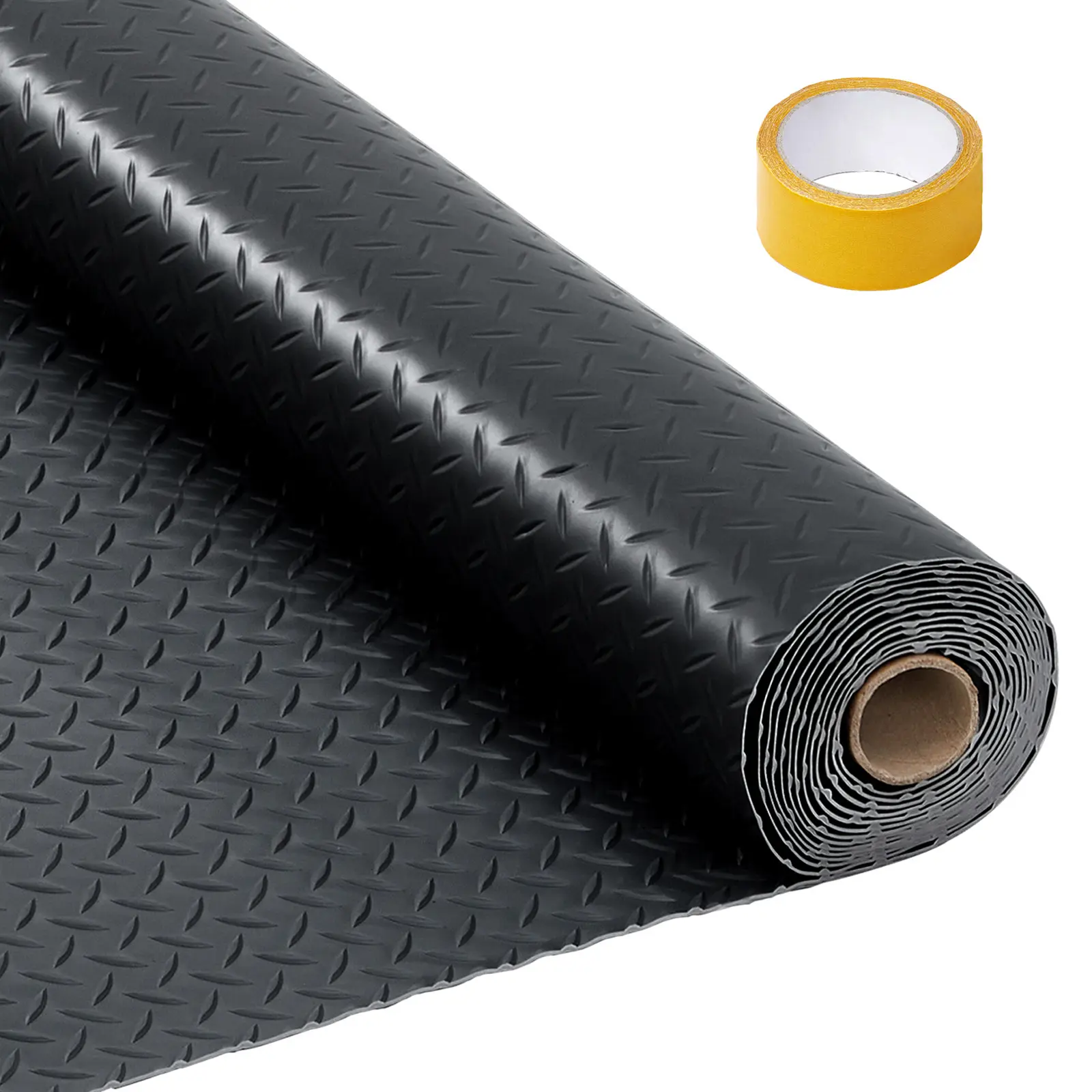 Heavy Duty Garage Floor Mat Roll - 2.0mm Thickened Non Slip Diamond Plate PVC Flooring Mat, Waterproof Wear Resistant Protector Liner for Residential Garage Workshop Trailer