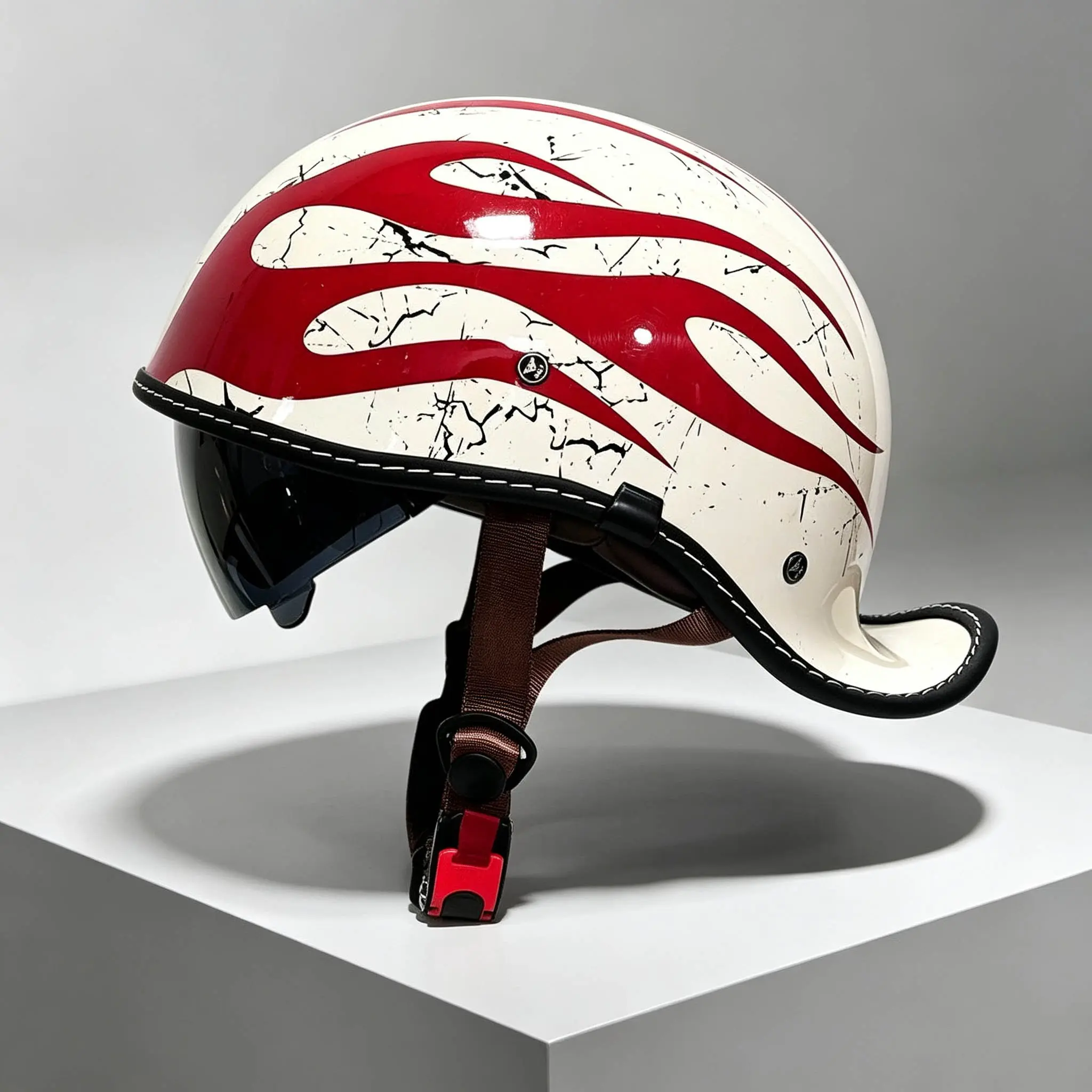 American Retro Tail-Up Half Helmet, Unisex Lightweight Motorcycle Biker Helmet, All-Season Safety Gear, Cruise Bike Riding Protector