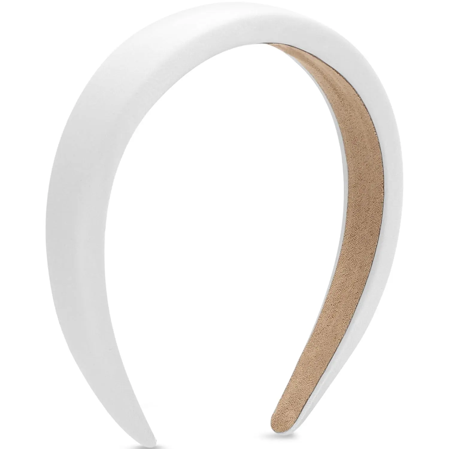 White Padded Headband for Women, Vintage Wide Sponge Hair Hoops, Solid Elastic Fashion Accessory for Yoga, Female, One Size