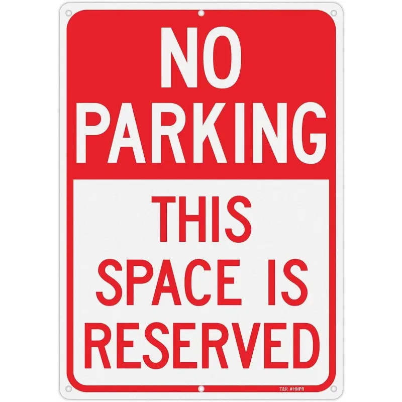 1/2PC Industrial Reserved Parking Sign Decor, 8x12in Metal Aluminum No Parking Sign, UV-Protected Weatherproof, Easy to Install, 1pc/Black Option for Bedroom Decor & Daily Indoor Outdoor Use