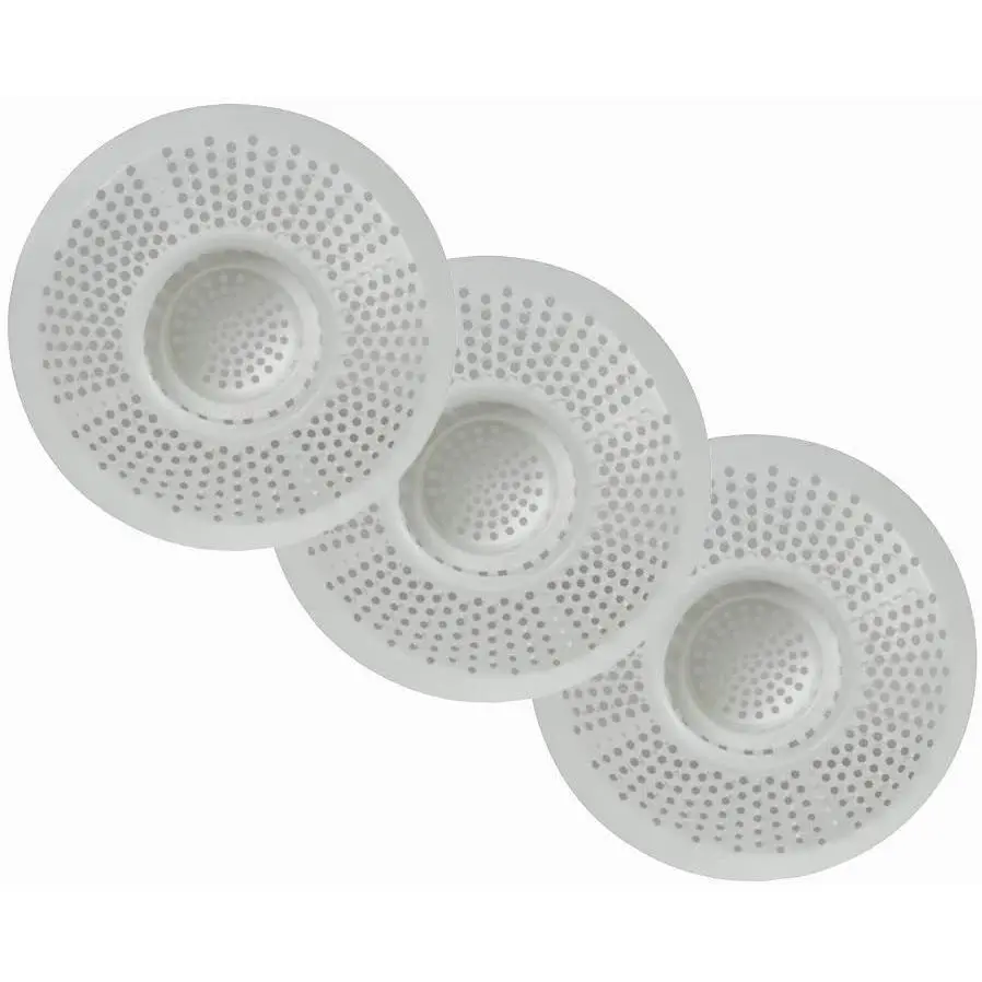 3-Pack Standard Size White Shower Drain Hairstopper Mesh, Bath Care Debris Collector, Bathtub Drain Cover Protector, Prevents Clogs, Does Not Block Water Flow