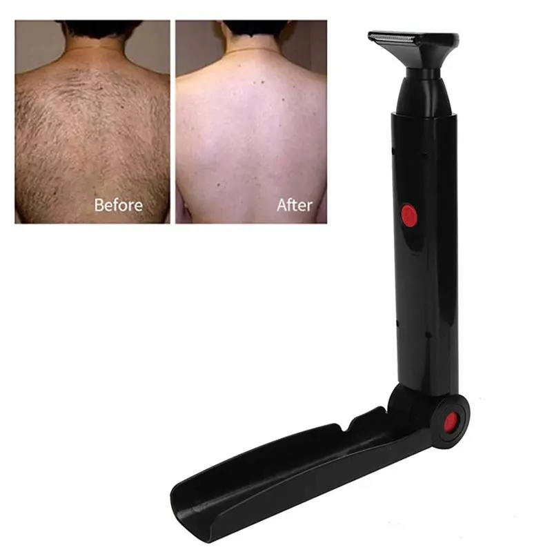 Electric Back Shaver 2-In-1 Facial Hair Trimmer, Rechargeable Foldable Handle, Men's Body Groomer, Lithium Button Cell Battery