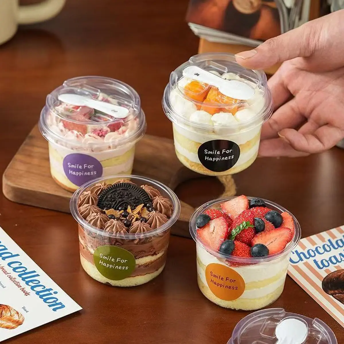Transparent Mousse Cups with Lids and Spoons, Ideal for Layered Desserts, Outdoor Picnics, Bakery Outlets, Birthday Parties, Halloween, Christmas, Parfait Party Cup
