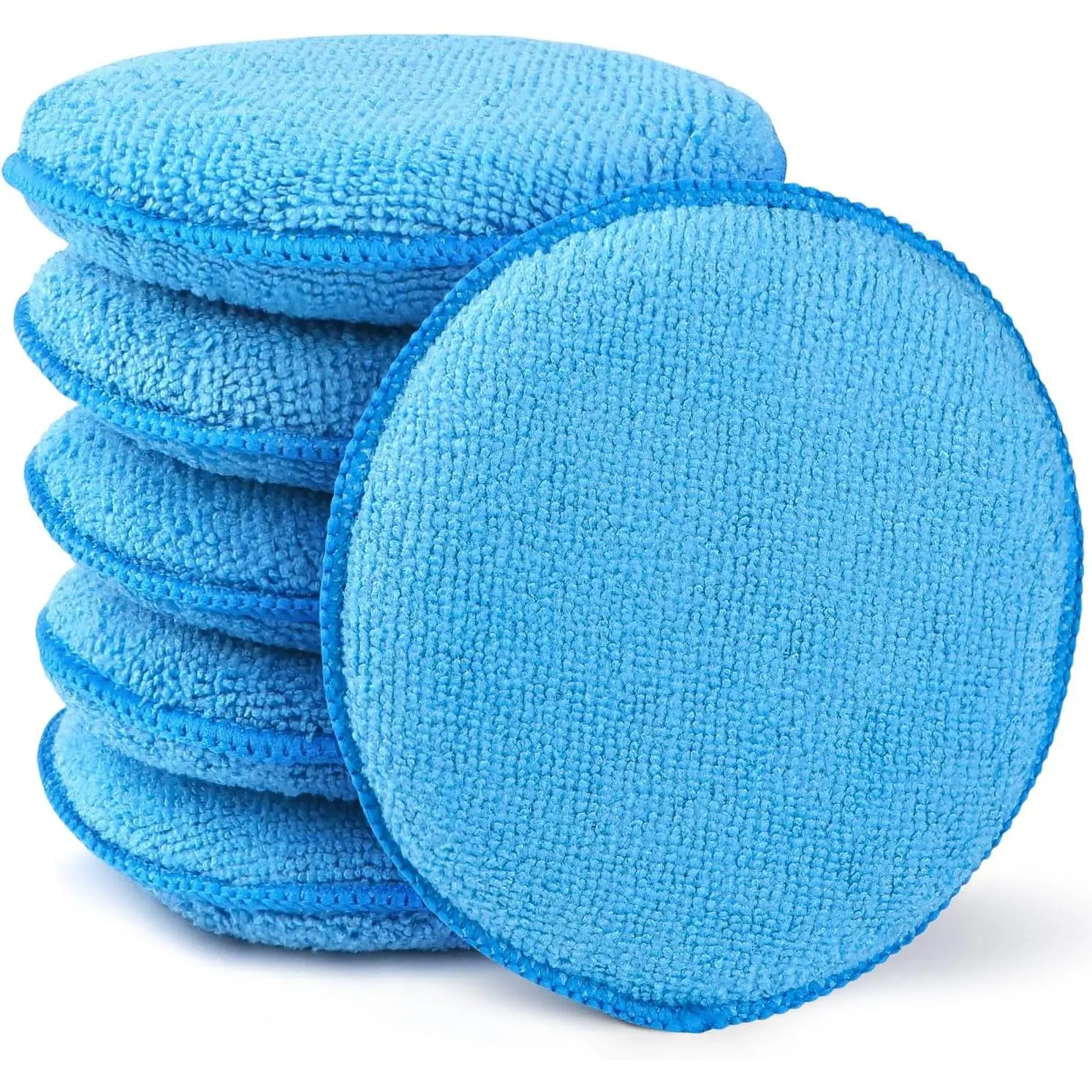 Microfiber Wax Applicator Pads, 5 Inch Round  Buffing & Detailing Polishing Pads,   Wax Applicator for  Cleaning, Waxing & Fine Polishing, 6 Pack