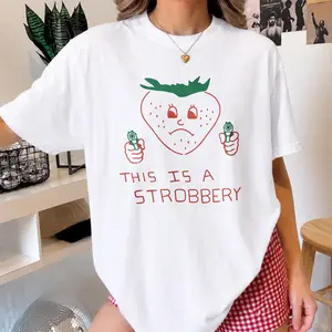 This is Strobbery Funny T-shirt, Retro Strawberry Shirt, Vintage Graphic Tee, Ironic Food Tees , Weird Shirts, , Unisex Cottonviral tiktok shirt