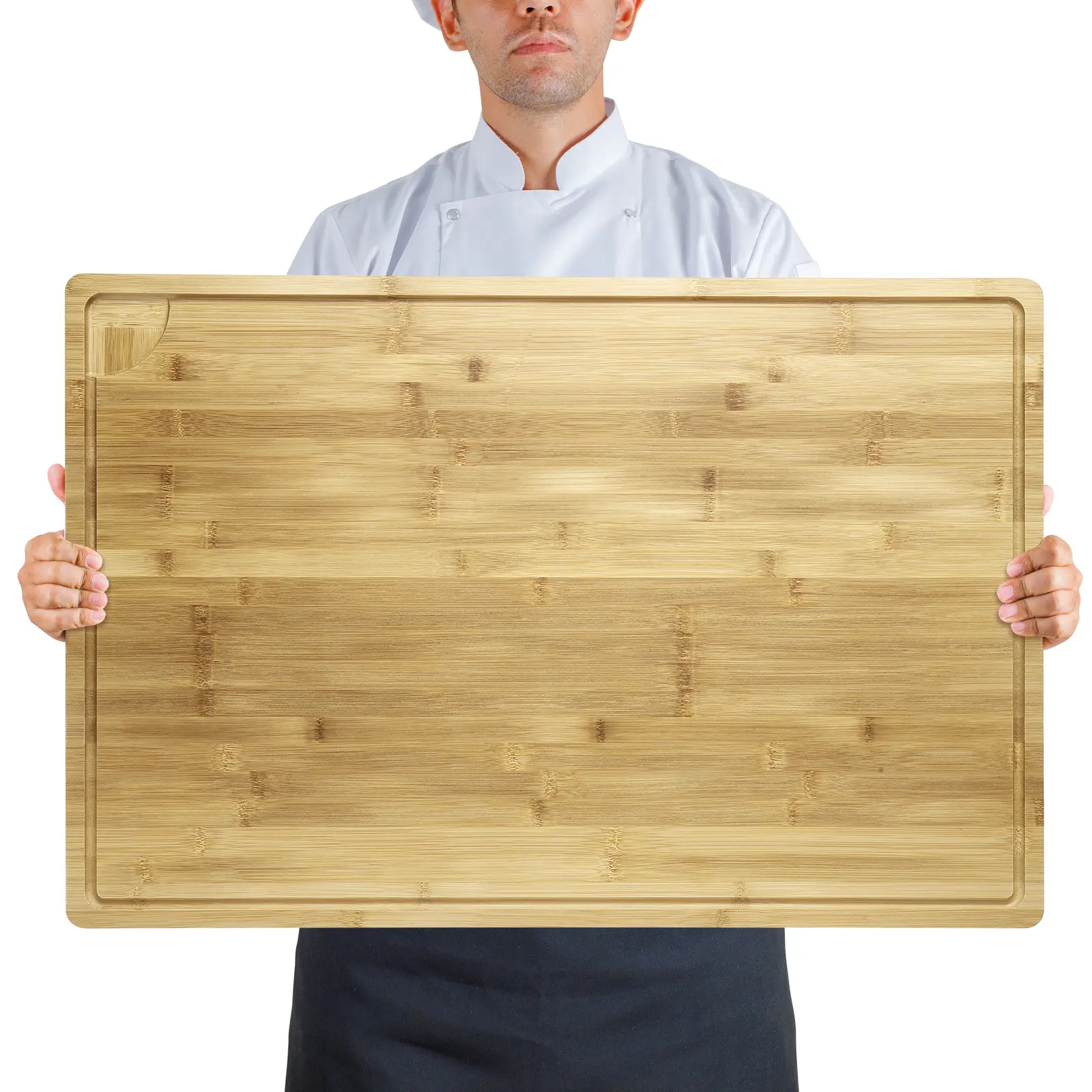 Extra Large Bamboo Cutting Board for Kitchen, 0.8'' Thick Reversible Chopping Board with Deep Juice Groove & Built-In Handles, Knife-Friendly Wooden Butcher Block for Meat, Vegetables, BBQ Prep, Countertop, Cool Stovetop Cover & Serving Tray