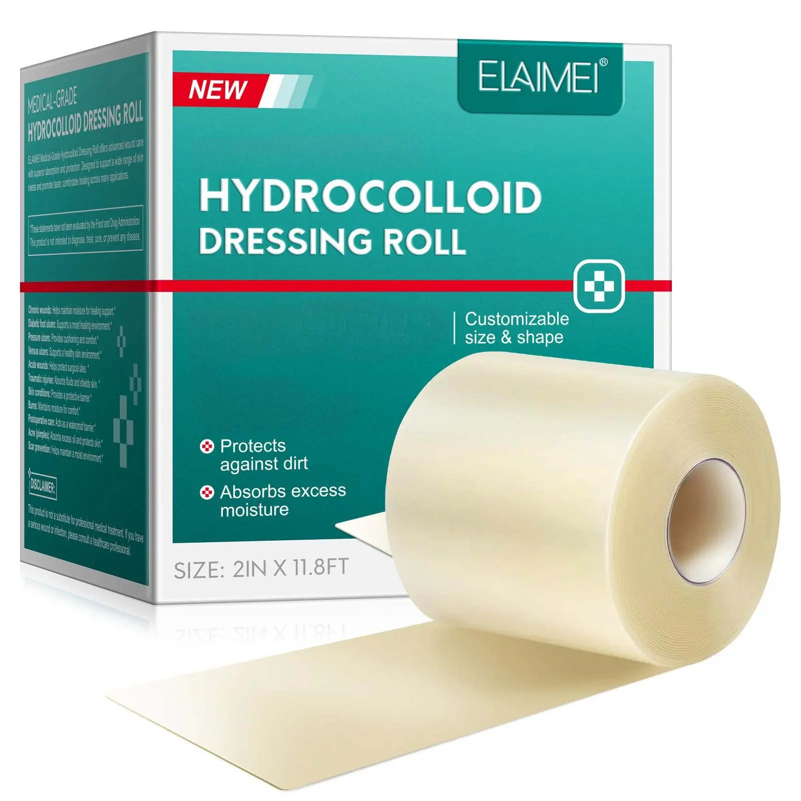 Elaimei Hydrocolloid Care Bandage 5cmx3.6m, Skin Care Tape for Acne, Scar Tape for Face, Waterproof and Breathable, Single Item, Medical Grade, Healing
