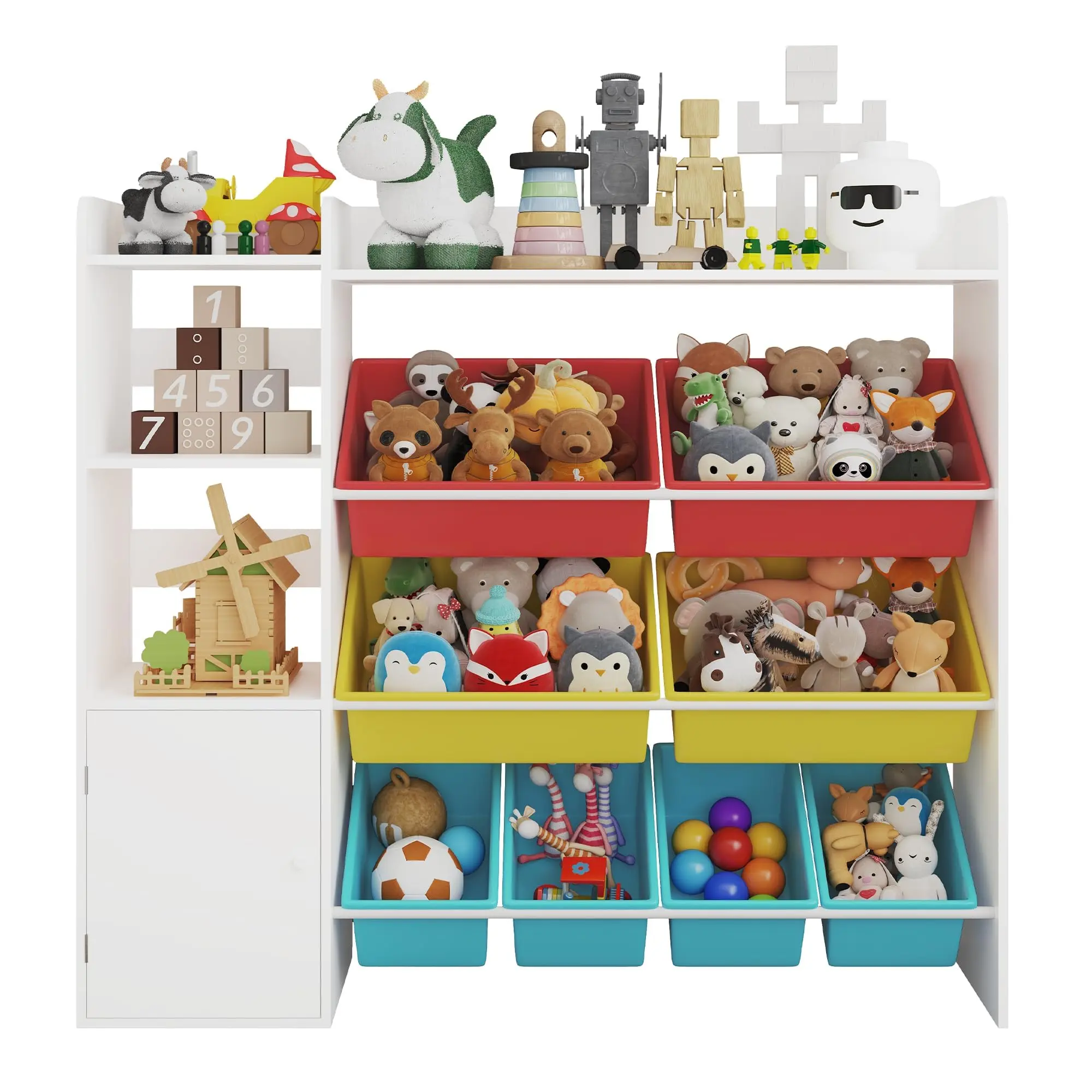 Kids Toy Storage Organizer with 8 Removable Compartment Bins, Organizing Cube Organizer Bedroom Furniture for Playroom & Nursery