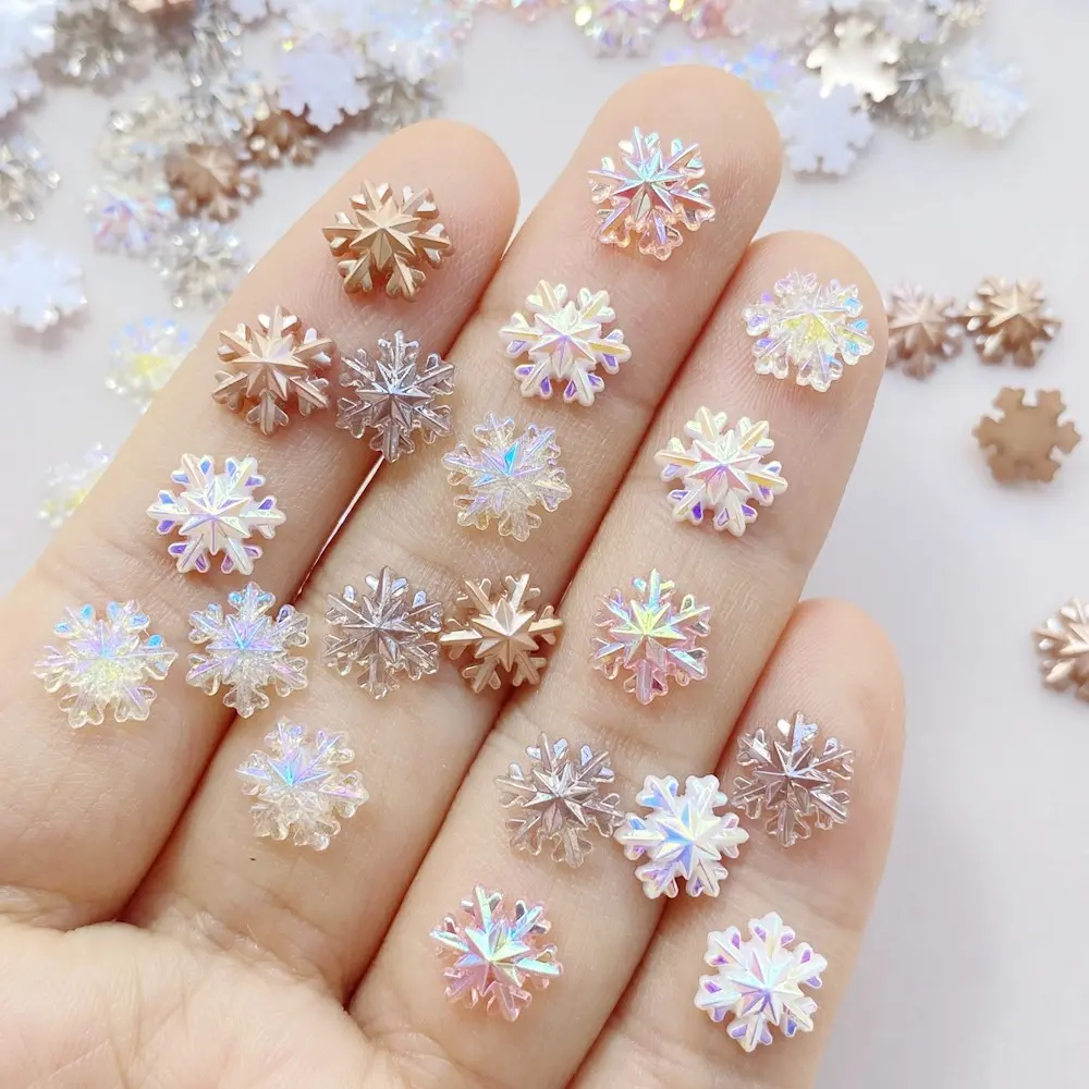 60pcs mini colorful sparkling Christmas snowflake flat back nail rhinestone accessories, nail art embellishments for various event themes, scrapbooks, jewelry making, Christmas decorations