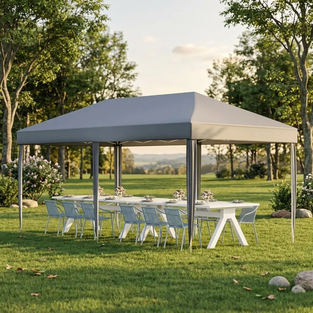10x20 FT Heavy Duty Pop Up Canopy Tent, Waterproof & UV Resistant with Adjustable Height, Portable Outdoor Gazebo with Carry Bag, Ideal for Patio, Camping, Beach and Wedding Events.