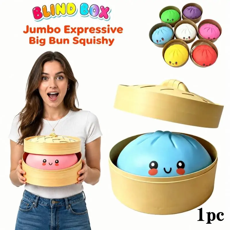 Big Dumpling Squishy (10.6 Inch) Blind Box, Fidget Sensory Product, Bun Fidget Toy Soft TPR Material Stress Relief Decompression Squishy Squeeze Toy, Jumbo Squishies Anxiety Relief Toy Collectible Squishy Favors