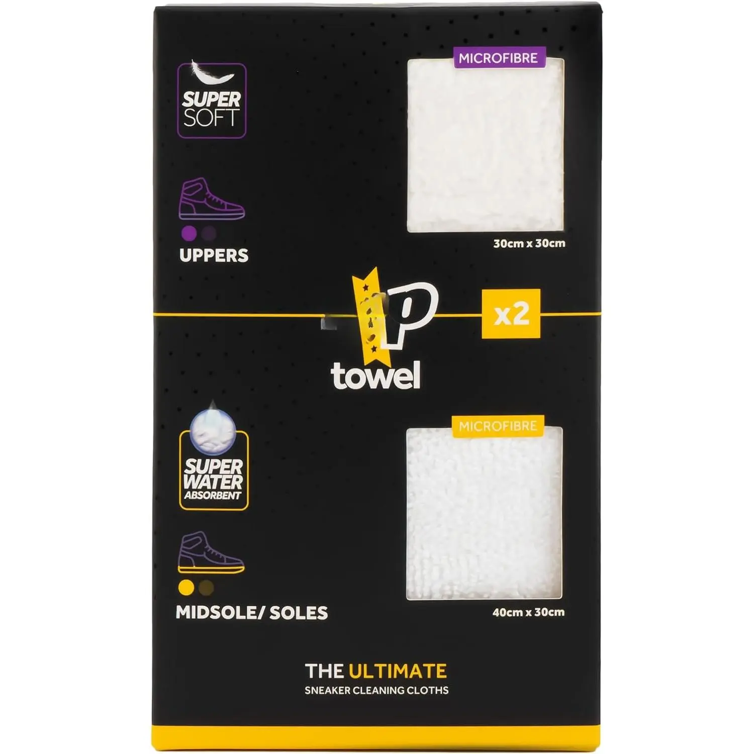 Shoe Cleaner Microfibre Towels -  Sneaker Cleaning for Midsole, Outsole, and Uppers - 2 Sizes in Pack