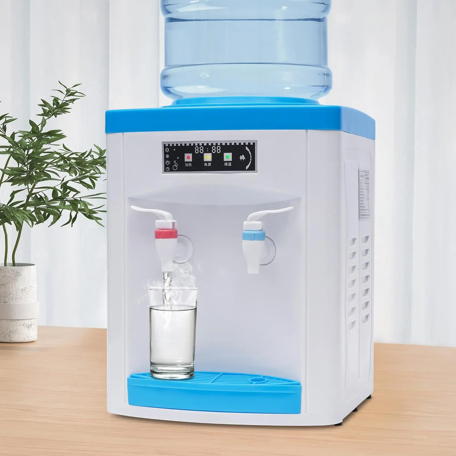 Top Loading Water Dispenser Electric Hot and Cold Water Dispenser, Water Cooler Dispenser for 1 to 5 Gallon Bottles, Countertop Water Dispenser for Home Office Use (Blue)