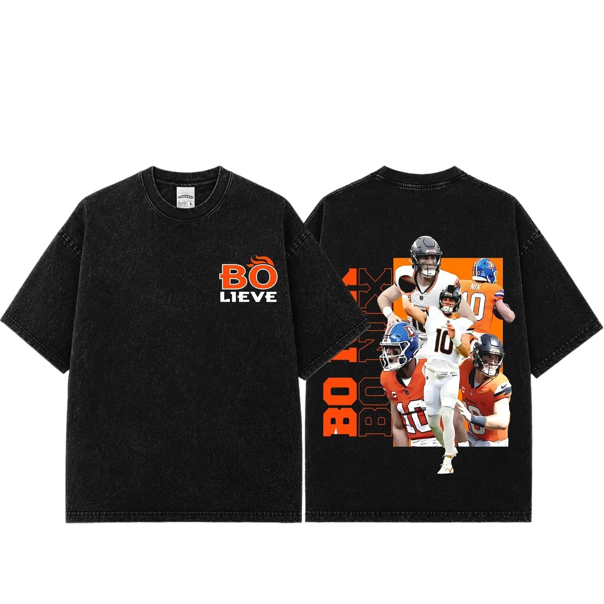 Unisex Bo Nix "Bolive" Premium Acid Washed Cotton T-Shirt (Made in USA),Heavyweight Vintage Graphic Tee,Oversized Washed Football Shirt, Broncos Country Fan Apparel, Distressed Streetwear, Game Day Outfit,Unisex Football Graphic Tee,Gift for Football Fans