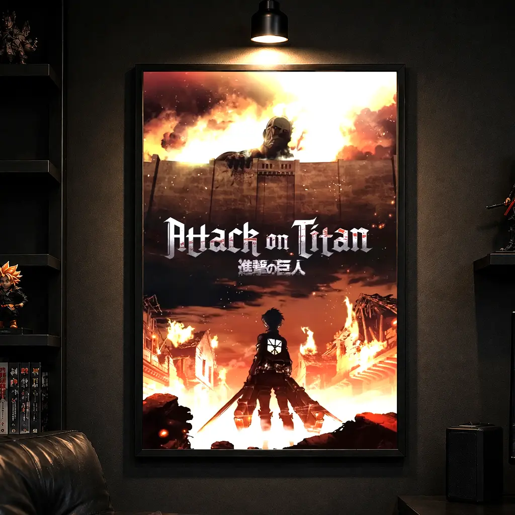 Trends International Attack on Titan Fire Wall Poster, Anime Wall Art, Manga Poster, Anime Room Decor, Gaming Room Decor, Otaku Room Decor, AOT Poster, Gift for Anime Fans