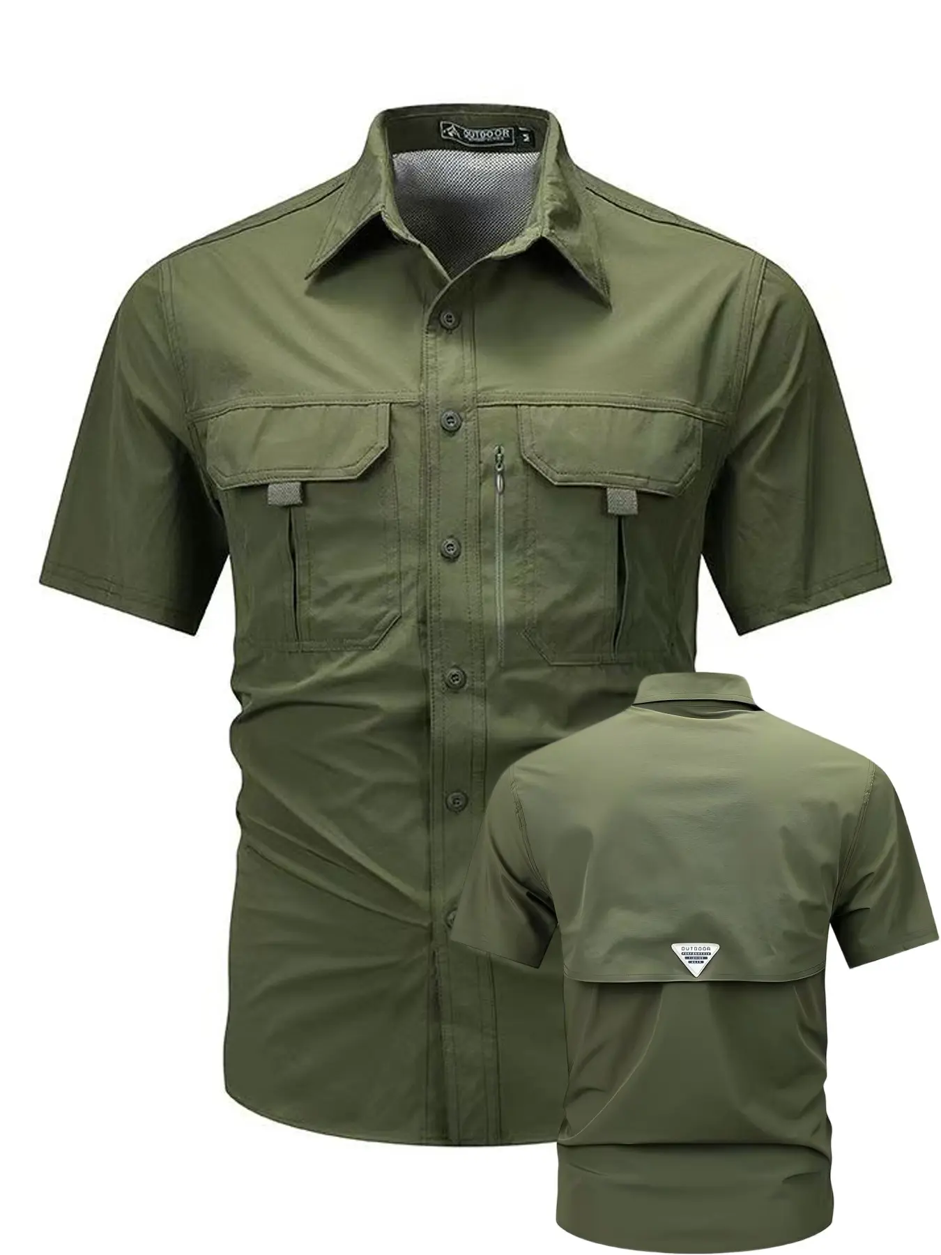 Summer Men's Quick-Dry Workwear Short Sleeve Casual Shirt, Multi-Pocket Tactical Outdoor Breathable Sun Protection, Back Mesh Design