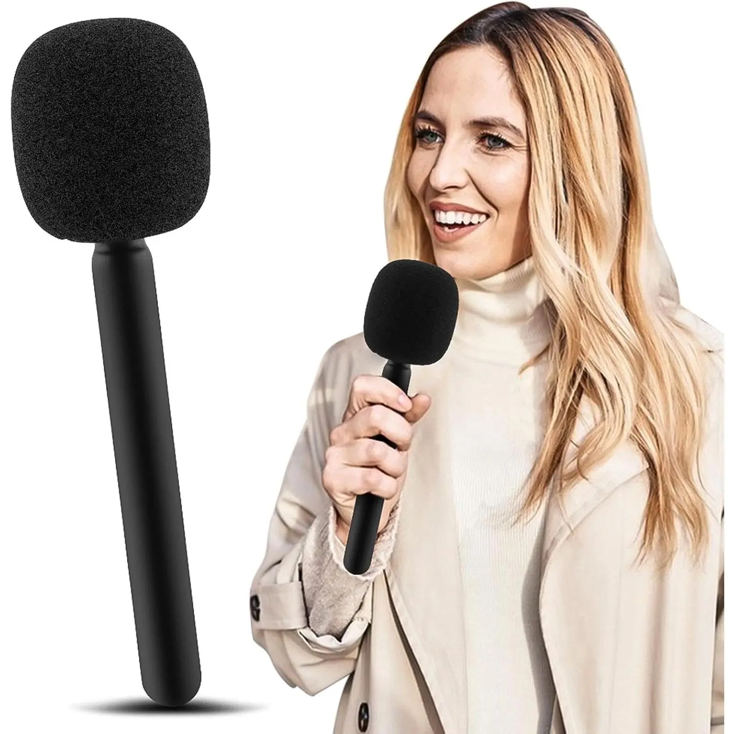 Microphone Handle, Mic Stand Holder with , Wireles-s Interview Microphone Adapter Handheld Mount Adapter for Vlogging/Podcasting/Reporting