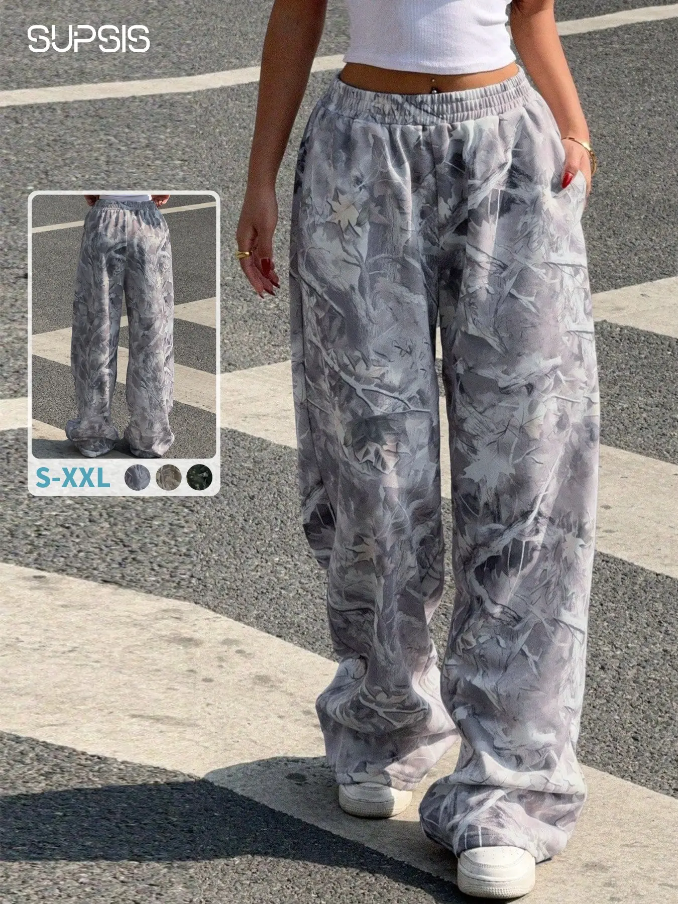 Women's Y2K Camo Maple Leaf Print Sweatpants Baggy Pants | Hip Pop Sweat Trousers, Elastic Waist, Long Pants, Straight Leg, Casual Streetwear,2026 trendy,Fall&Winter, Deals for you