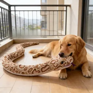 Premium 170cm Realistic Red-Tailed Boa Snake Plush, High-Quality Giant Soft Elastic Fabric Stuffed Python Body Pillow, Funny Tongue Out Design, Interactive Dog Boredom Relief Companion Toy