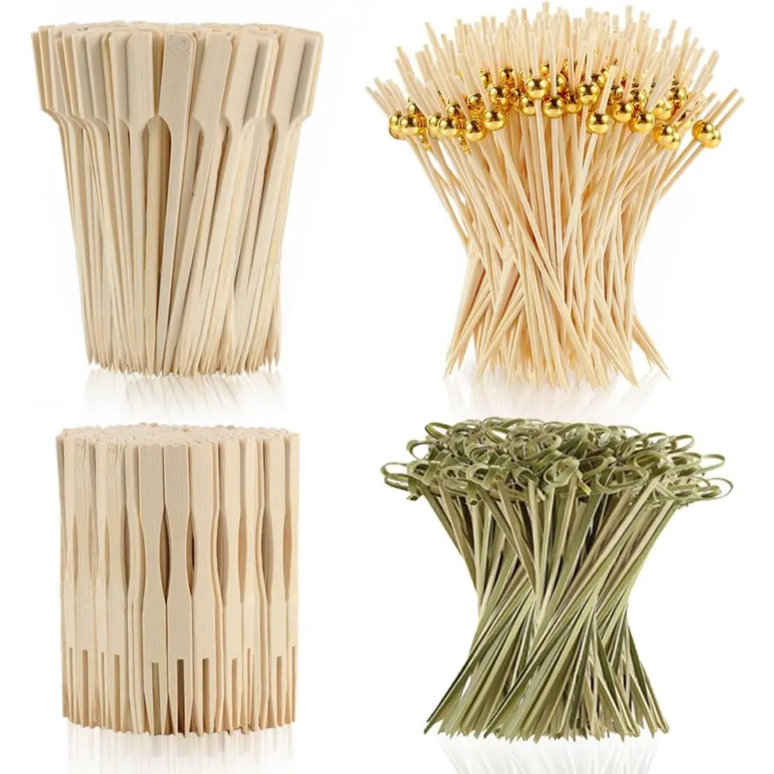 Durable Natural Bamboo Toothpicks Set - 400 Pcs 4.7 in Gold Tapered Tips, Sturdy Disposable Degradable Charcuterie Sticks for Babyshower, Graduation Party, Weddings, Outdoor Event Accessories