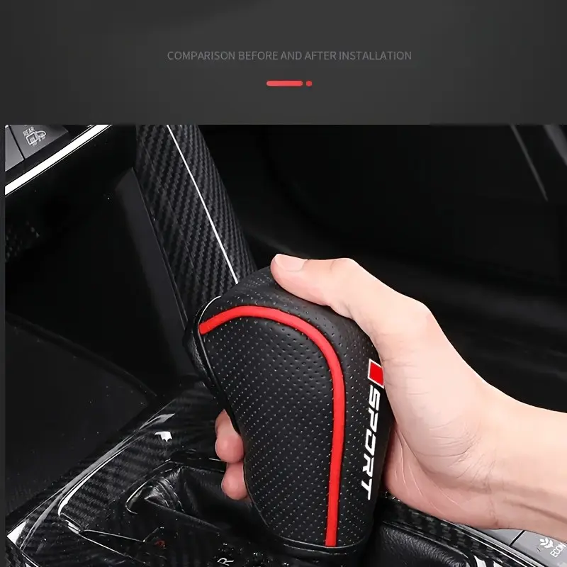 PU Leather Gear Shift Protector, Shift Lever Cover, 2 Colors Available, Breathable and Comfortable, Non-Slip, Suitable for Most Car Models