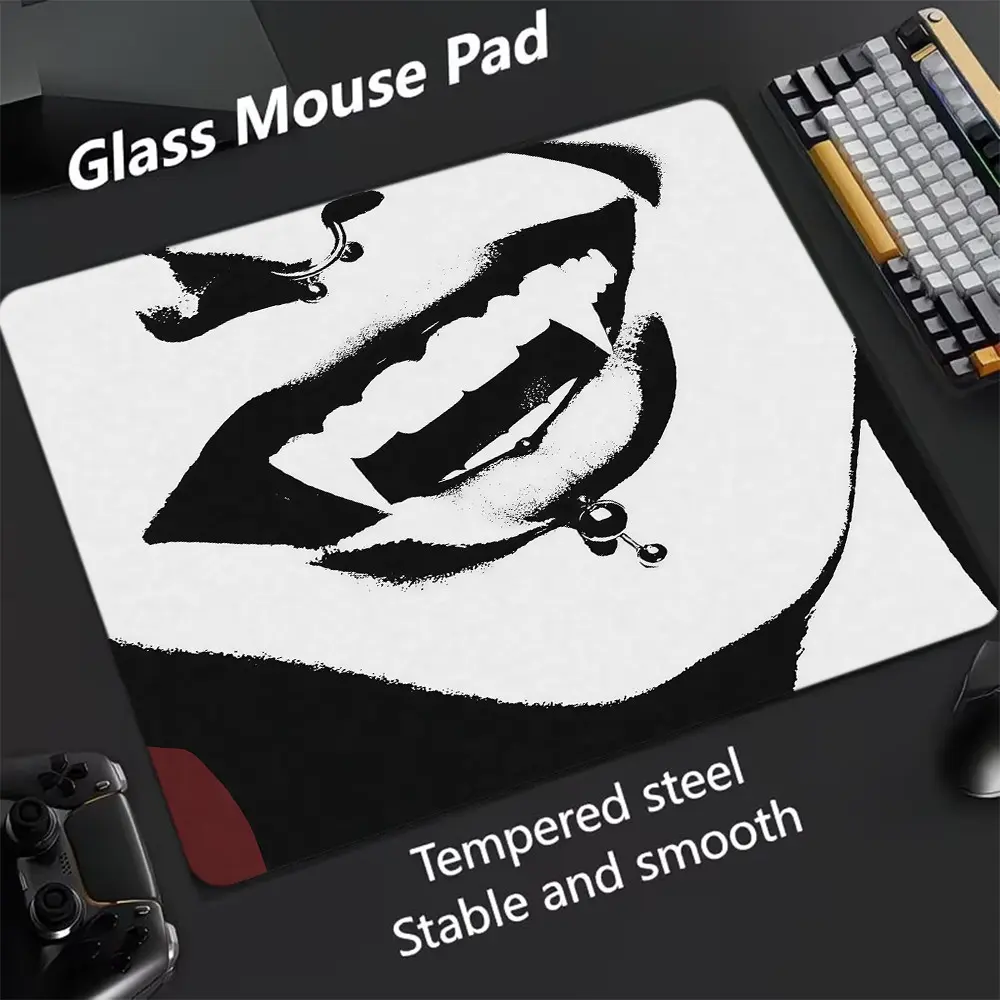 Vampire Glass Mouse Pad, Ultra-Smooth Tempered Glass, Large Size Gaming Mouse Pad, Ideal for Esports and Office Use, Tempered Glass Mousepad