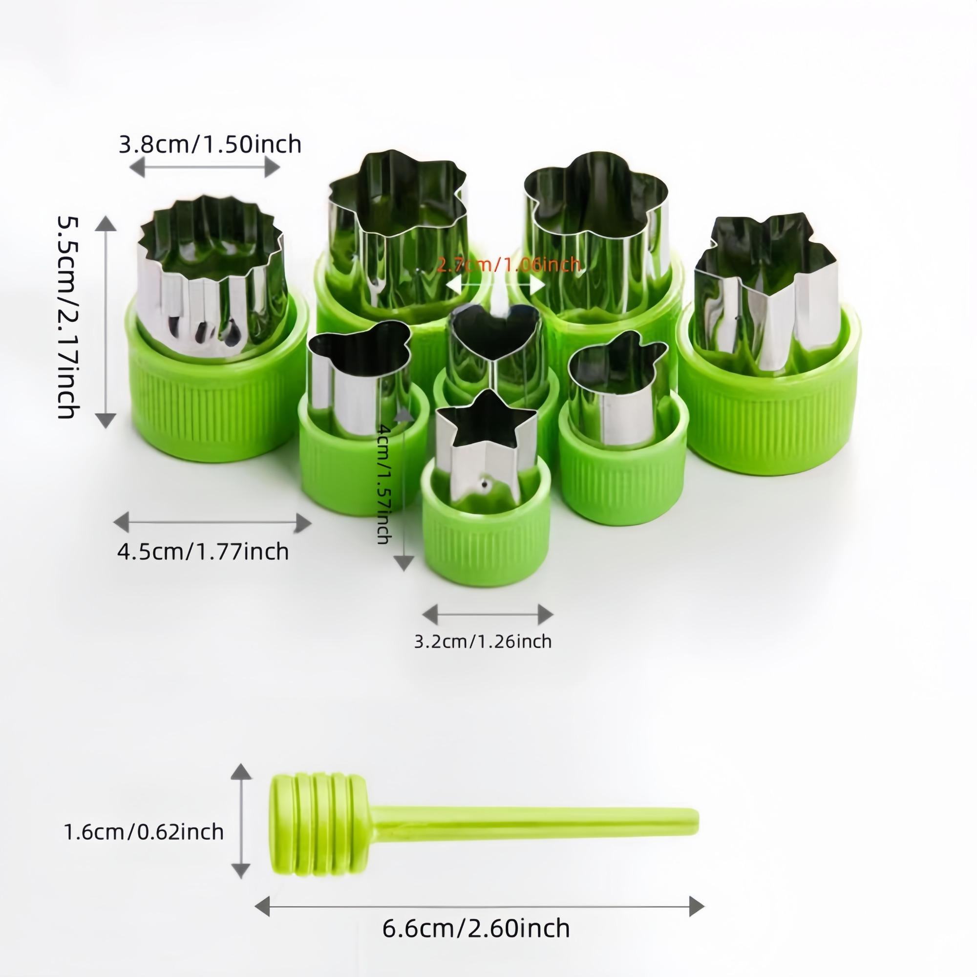 Fruit & Vegetable Cutter, 12pcs/set Stainless Steel Cookie Cutter with 1 Count Demoulding Rod, Household Kitchen Mold Set, Kitchen Baking Tool for Home Use