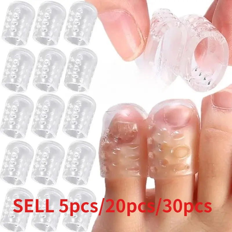 Women's Gel Toe Protector Sleeves, Toe Protectors For Shoes, Boot Toe Protector, Clear Transparent Silicone Foot Care Nail Finger Caps, Elastic Anti-Bubble Design, 5-30 Pieces Set