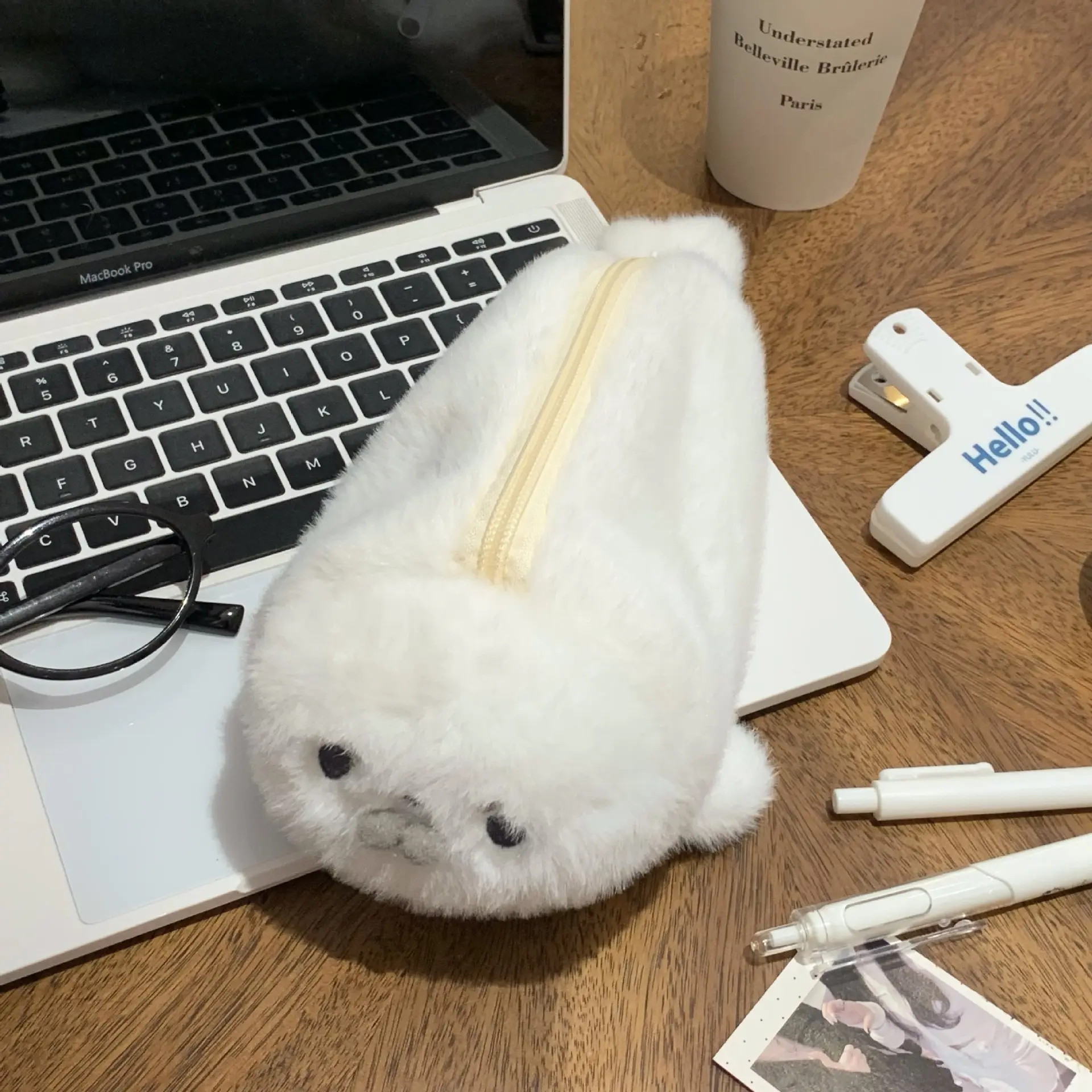 Plush Seal Pencil Case - 3D Shape Storage Pouch with Cute Look, Fuzzy Fabric, Seal Form for Home Organization