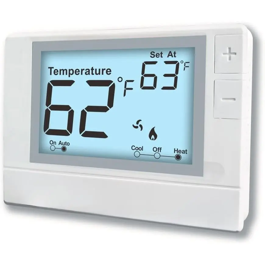 Thermostat Unit - Non-Programmable for Conventional Single-Stage Systems, 1 Heat/1 Cool, Easy DIY Setup, White Backlit Display