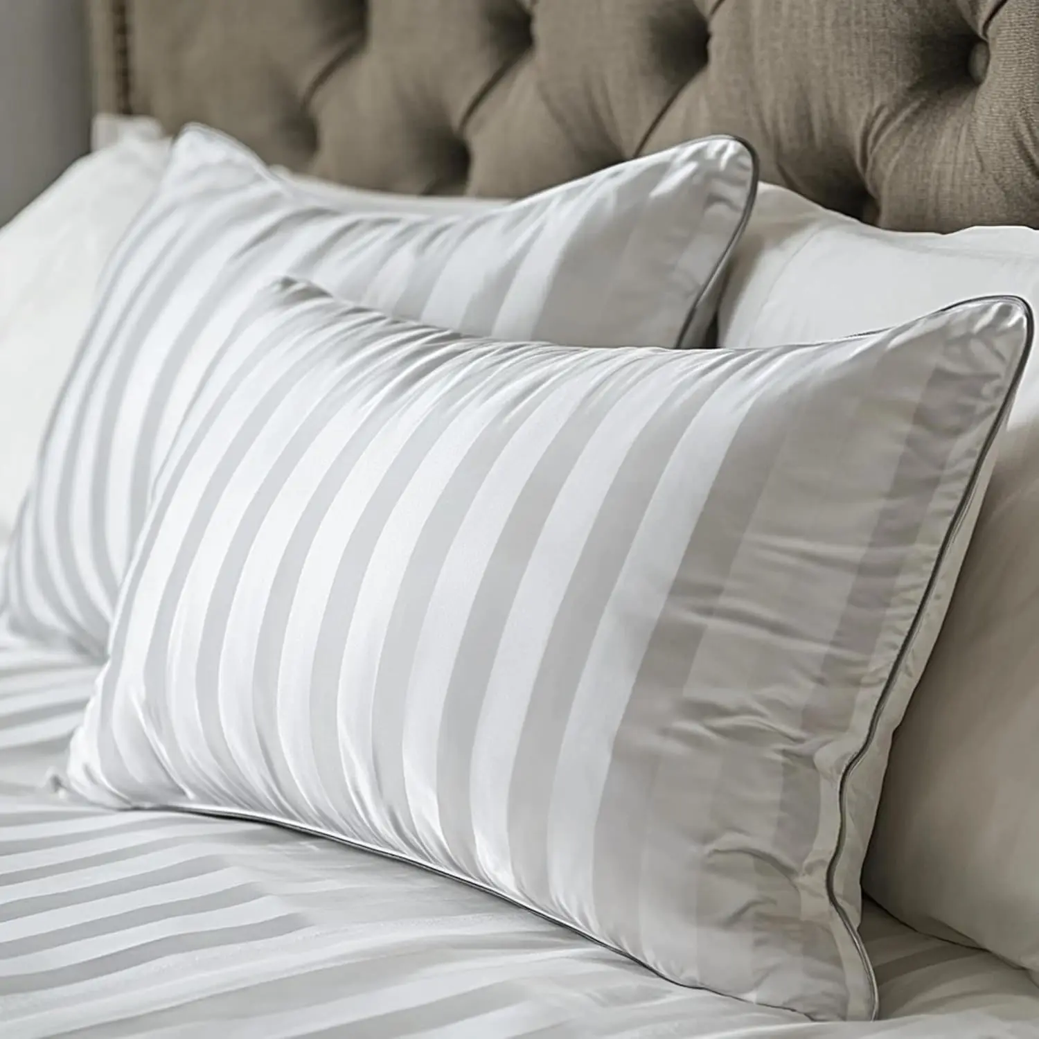 Luxury Feather Down Pillows King Size Set of 2 Pack Hypoallergenic Medium Firm Pillows 100% Cotton Breathable Sleeping Pillows for Back/Side Sleepers Bed Pillows,20" X36"(2 Pack)