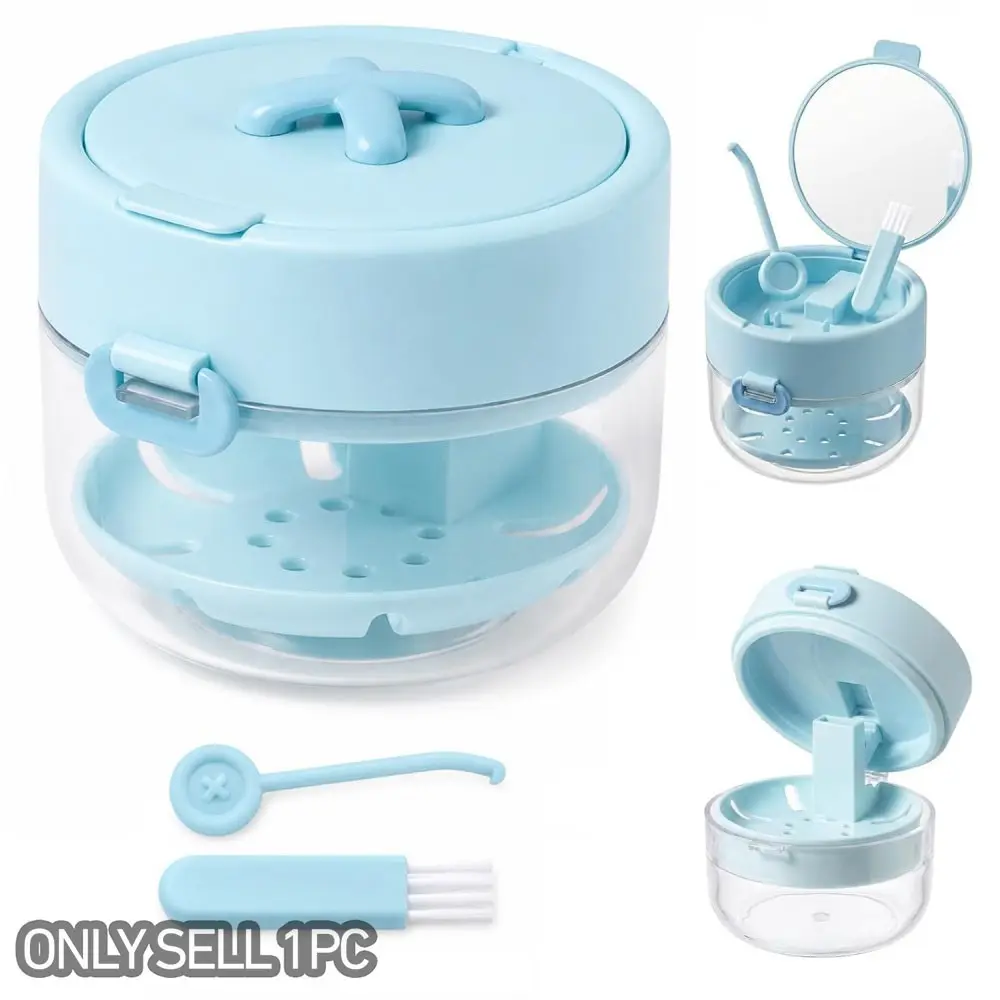 Orthodontic Storage Box with Mirror and Cleaning Brush, Leak-Proof Alignment Case, Filter Basket and Removal Tools, Portable Oral Dental Travel Kit
