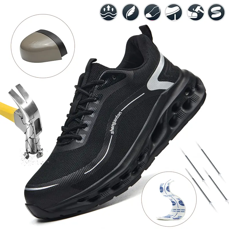 AOPLUS Steel Toe Safety Sneakers - Lightweight Unisex Heavy Duty Work Shoes with Puncture-Resistant Sole for Daily Walking, Walking Shoes, Heavy Duty Shoes