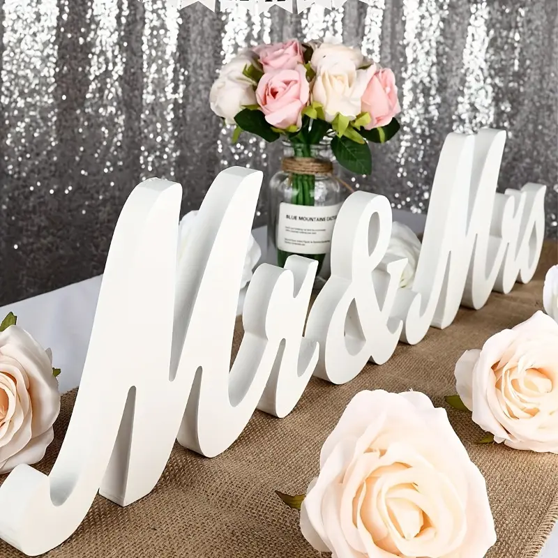 3 Pcs Mr & Mrs Letter Pattern Wedding Decorations, Wedding Photography Props, Ideal for Wedding Party Scene Decor, Wedding Gifts, Anniversary Parties & Valentine's Day