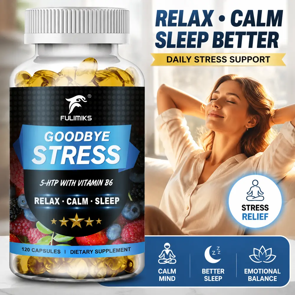 Fulimiks 5-HTP 200mg Dietary Supplement Blend Capsules - with Vitamin B6 & Magnesium, Stress Relief, Emotional Balance, Mood Support, Wellness, Calm Mind & Healthy Sleep Aid, 120 Softgels (60 Day Supply)