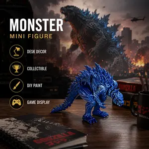 1 3D-printed Godzilla figurine, a fierce Godzilla statue, made from classic multi-color printed plastic, perfect for home decor, party gifts, holiday decorations, fun designs, Figurines Decor, Collectible Figure Decor