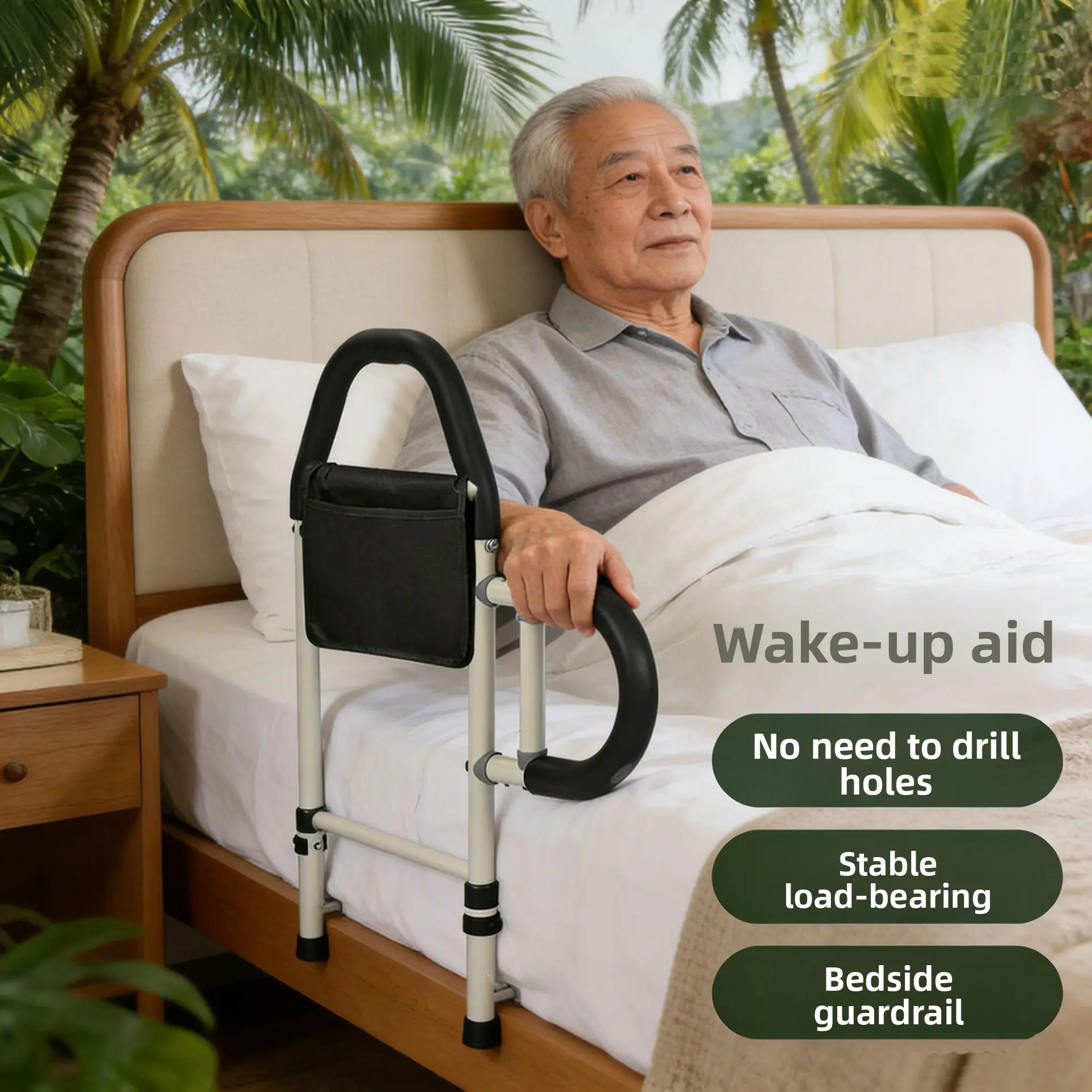 Bed Assist Rail for Elderly, Bedside Standing Support Grab Bar, Anti-slip Bed Safety Handrail for Seniors & Pregnant Women, Home Bedroom Auxiliary Support Frame