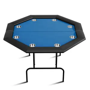 Garvee 8-Player Octagon Poker Table with Folding Legs and Cup Holders, Casino Style Professional Texas Hold'em and Blackjack Table for Home Parties and Game Nights