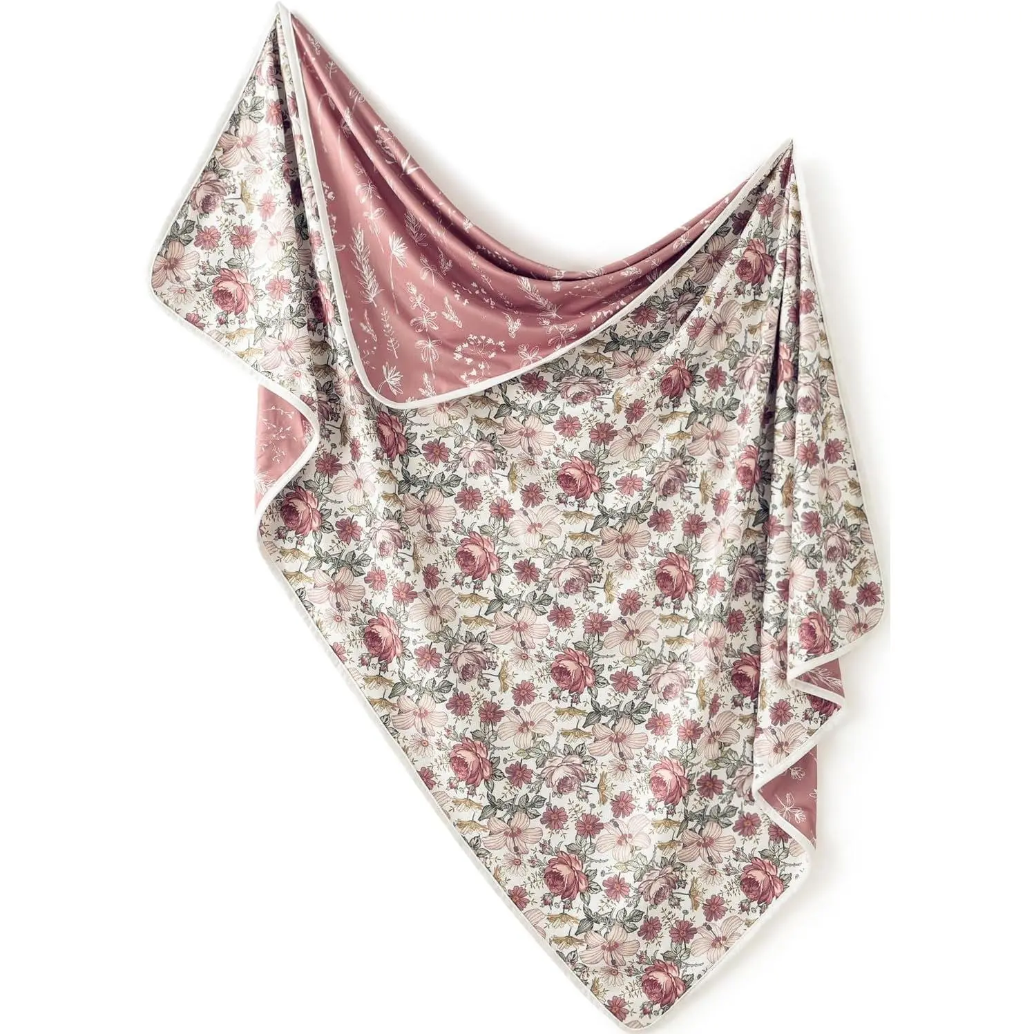 Stretchy Jersey Knit Swaddle Blankets, Premium Cotton Floral Baby Blanket,Soft Western Wild Flowers Baby Quilt for Baby Girls and Toddlers(Vintage Floral)