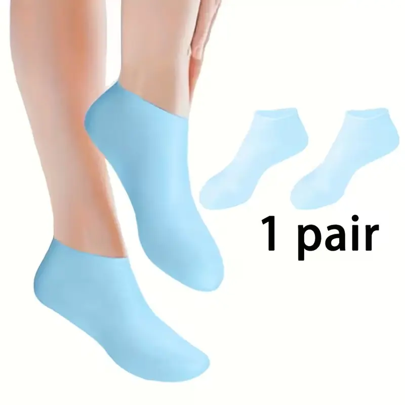 Aloe Vera Silicone Socks for Women, Moisturizing Gel Socks for Foot Spa Care, Repair Dry Feet and Cracked Heels, Softening Rough Skin, Light