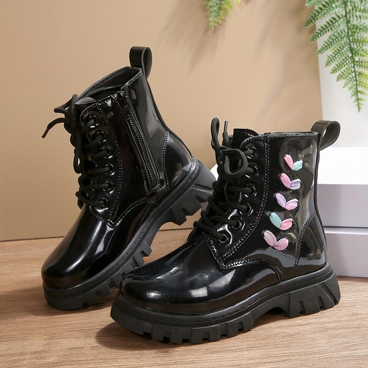 Girls' Casual Fashion Mid-Calf Boots with Lace-Up & Side Zipper Closure - Durable Faux Cover, Round Toe, TPR Sole - Perfect Fall/Winter Outdoor Activities, Casual Wear Boots |                   Playful Design |                   Durable Boots1011