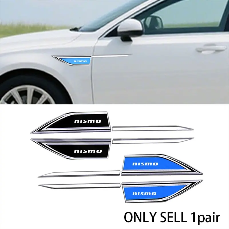 Metal Blade Side Decal Car Sticker, Blue Dual Color 3D Leaf Panel Decor, Universal Body Modification, for Nissan Gt-R Nismo R35 370z 350z Z33 Patrol Ariya Juke Rs Armada Note Leaf Sentra Car Accessories